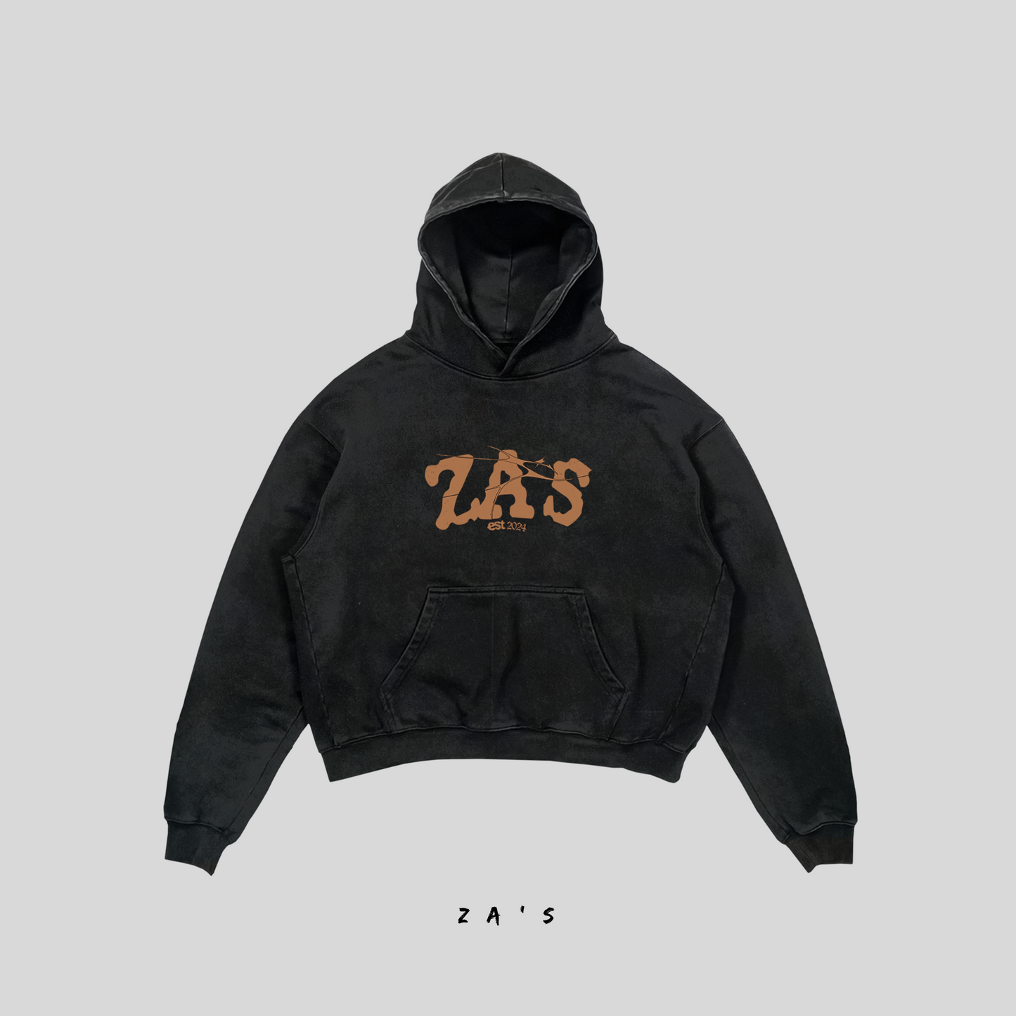 ZA'S LOGO HOODIE WASHED GREY